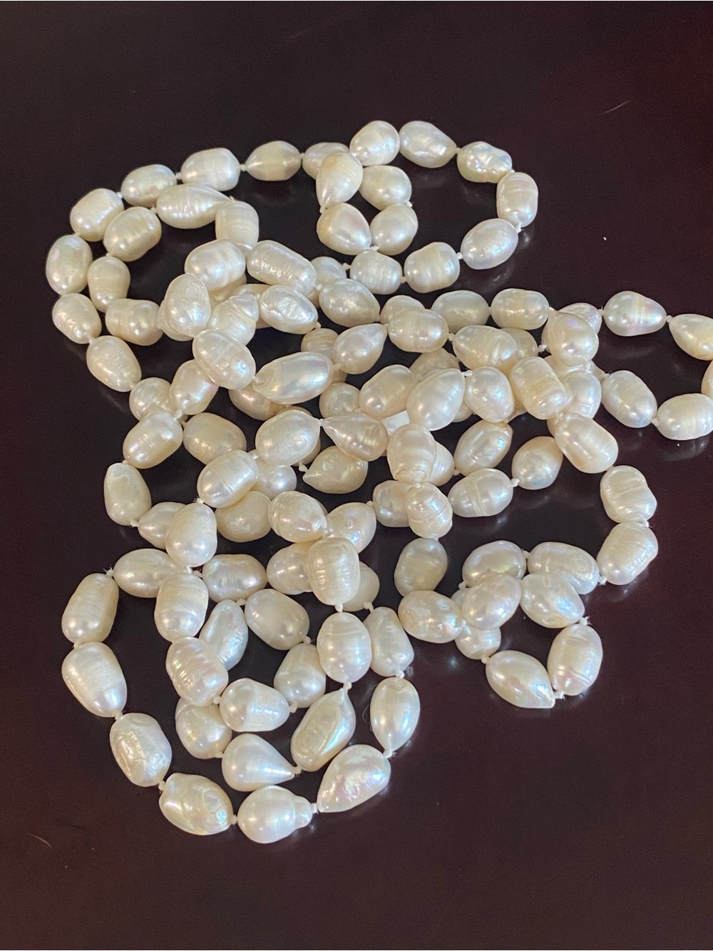 64” Genuine Baroque Freshwater Pearl Necklace Knotted Potato Oval Irregular